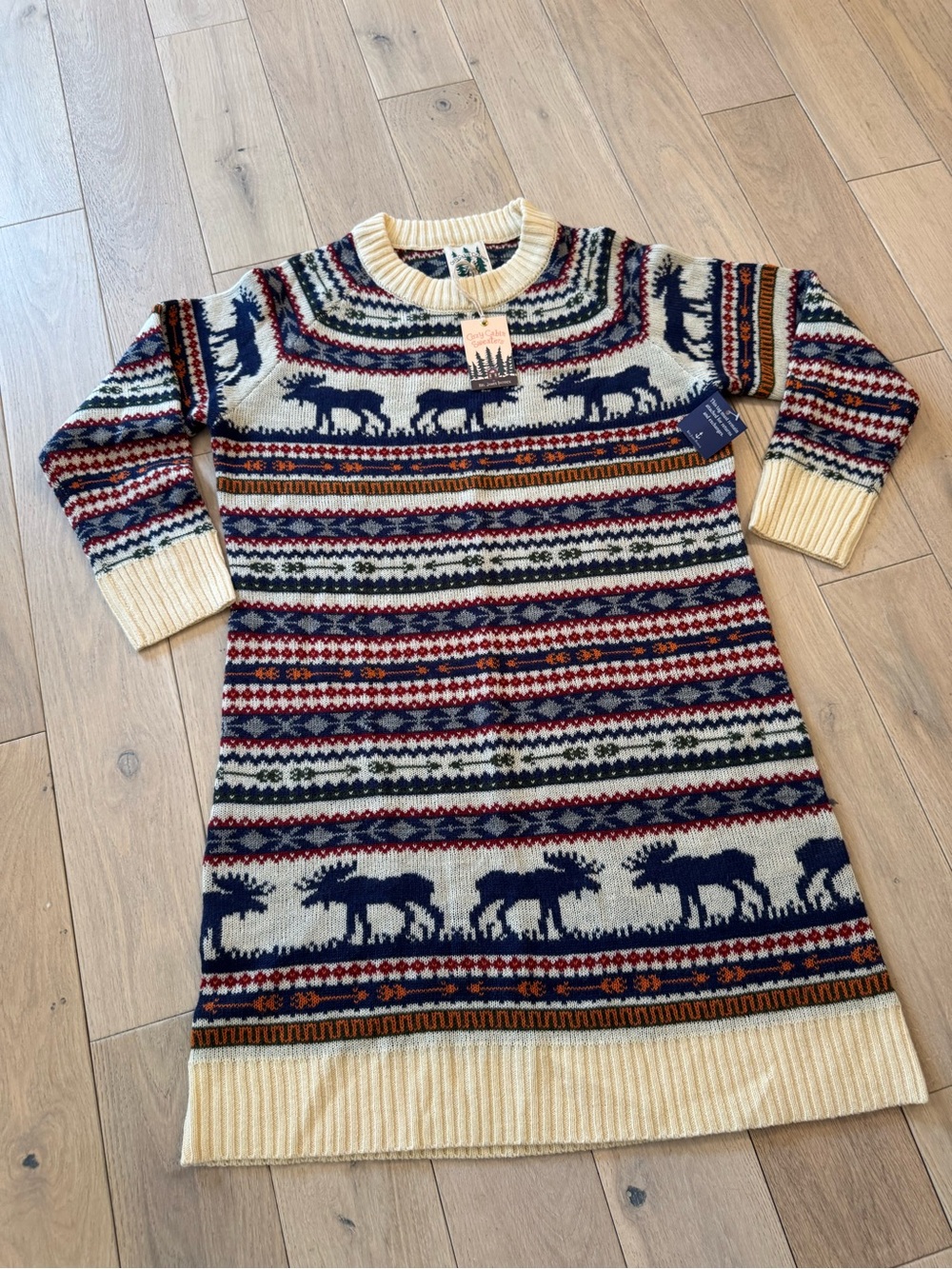 Kiel James Patrick Cream, Navy & Rust Fair Isle Mini Dress